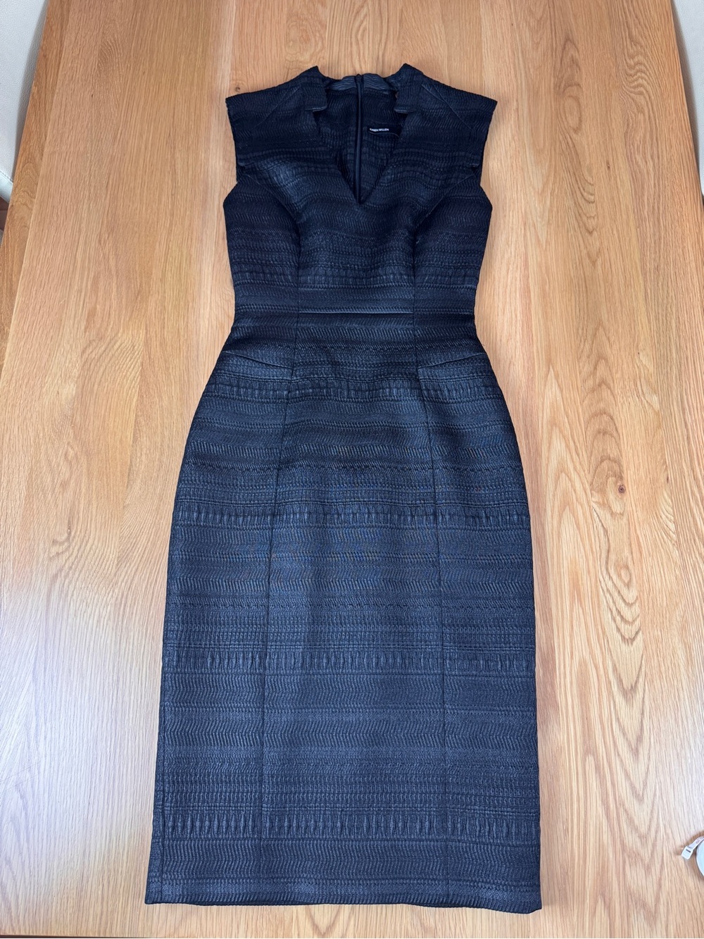 Karen Millen Black Textured Midi Sheath Dress